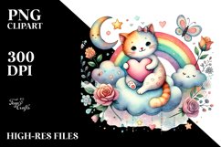 Boho Cat with Heart, PNG Product Image 2