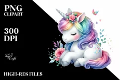 Colorful Baby Unicorn PNG Product Image 1