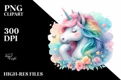 Colorful Baby Unicorn PNG Product Image 3