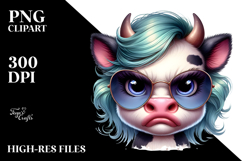 Funny Baby Cow with Cool Hair PNG Product Image 2