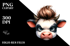 Funny Baby Cow with Cool Hair PNG Product Image 2