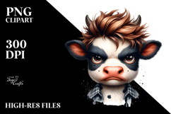 Funny Baby Cow with Cool Hair PNG Product Image 2