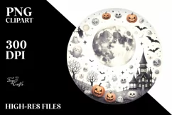 Watercolor Simple Halloween Scene | Sublimation | PNG Product Image 3