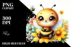 Colorful Baby Bee Sitting Clipart Product Image 3