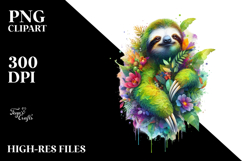 Vibrant Watercolor Sloth 20 oz Tumbler PNG Product Image 2