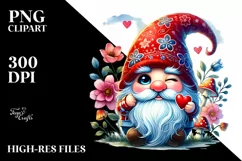 Winking Valentines Gnome Watercolor PNG Product Image 2