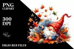 Colorful Whimsical Gnome Tumbling in Autumn Product Image 1