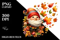 Colorful Whimsical Gnome Tumbling in Autumn Product Image 3