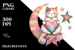 Boho Cat with Heart, PNG Product Image 2