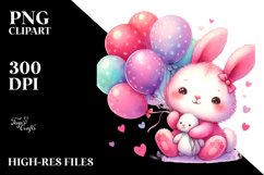 Vibrant Pink-ish Cute Rabbit Clipart Product Image 1