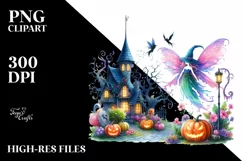 Vibrant Fairy Halloween Scenery Clipart Product Image 1