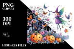 Fairy Halloween Watercolor Clipart Product Image 2