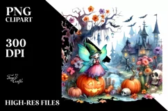Vibrant Fairy Halloween Scenery Clipart Product Image 3