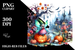 Vibrant Fairy Halloween Scenery Clipart Product Image 2