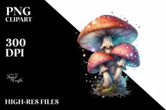Magical Mushroom Watercolor Splash PNG Product Image 1