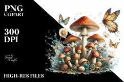 Magical Mushroom Watercolor Splash PNG Product Image 3