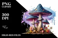 Magical Mushroom Watercolor Splash PNG Product Image 3