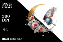 Boho Butterfly with Flowers PNG Product Image 2