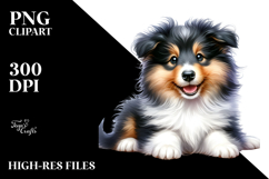 Baby Collie in Watercolor PNG Product Image 2