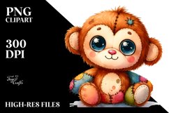 Colorful Plush Monkey Sitting Clipart Product Image 1