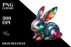 Vibrant Bunny on Splashy Background PNG Product Image 2