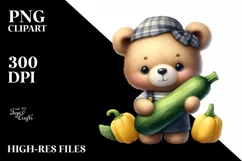 Funny Cute Baby Bear Holding Zucchini | Sublimation | PNG Product Image 3
