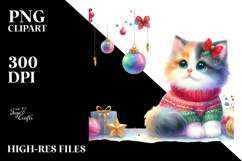 Christmas Cat with Decorations PNG Product Image 2