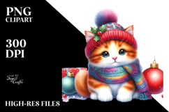 Christmas Cat with Decorations PNG Product Image 2