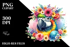 Cartoon Macaw Flower Crown Clipart Product Image 3