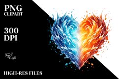 Heart made of Fire and Ice, PNG Product Image 2