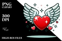 Cartoon Heart with Wings PNG Product Image 2
