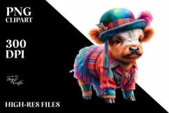 colorful Baby Highland Cow in Hustle Dancer's Attire PNG Product Image 3