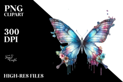 Splashing Butterfly Watercolor Painting PNG Product Image 2