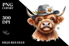 Expressive Watercolor Highland Cow Portrait Product Image 3
