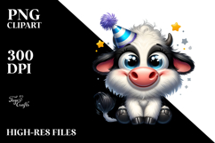 Holstein Cow with Party Hat PNG Product Image 2