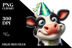 Goofy Holstein Cow with Party Hat Vector Art Product Image 2