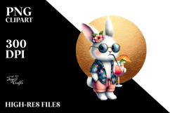 Hipster Rabbit in Beachwear PNG Product Image 2