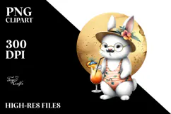 Cute Rabbit in Hipster Beachwear, Transparent PNG Product Image 2
