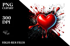 Glossy Red Heart Painting, Bright PNG Product Image 2