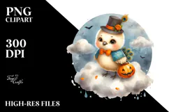 cute Baby Peacock Dressed for Halloween PNG Product Image 2