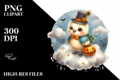 cute Baby Peacock Dressed for Halloween PNG Product Image 1