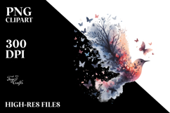 Fluttering Bird Watercolor Painting PNG Product Image 2