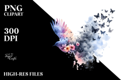 Silhouette Bird Watercolor Painting PNG Product Image 2