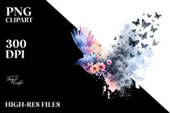 Silhouette Bird Watercolor Painting PNG Product Image 2