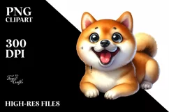 Crazy Looking Shiba Inu Watercolor Clipart Product Image 3