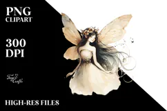 Washed Watercolor Retro Fairy PNG Product Image 2