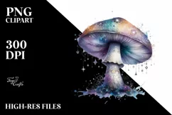 Detailed Mystical Celestial Mushroom, PNG Product Image 1