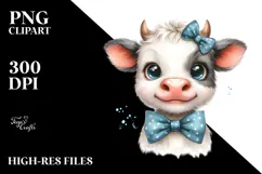 Funny Baby Cow with Big Eyes, PNG Product Image 2