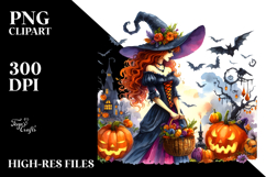 Witch Halloween Watercolor Clipart Product Image 2