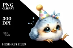 Baby Bird with Party Hat PNG Product Image 1